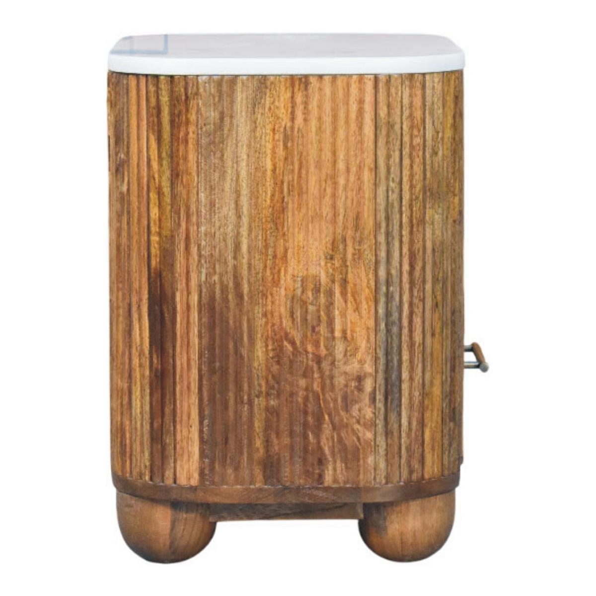 NACHTTISCH mit Golden-Teak-Finish, Tischplatte aus Marmor, 1 Schublade, 1 offene Ablage, braun - Braun, Holz/Naturmaterialen (44/47/34cm) - Artisan Furniture