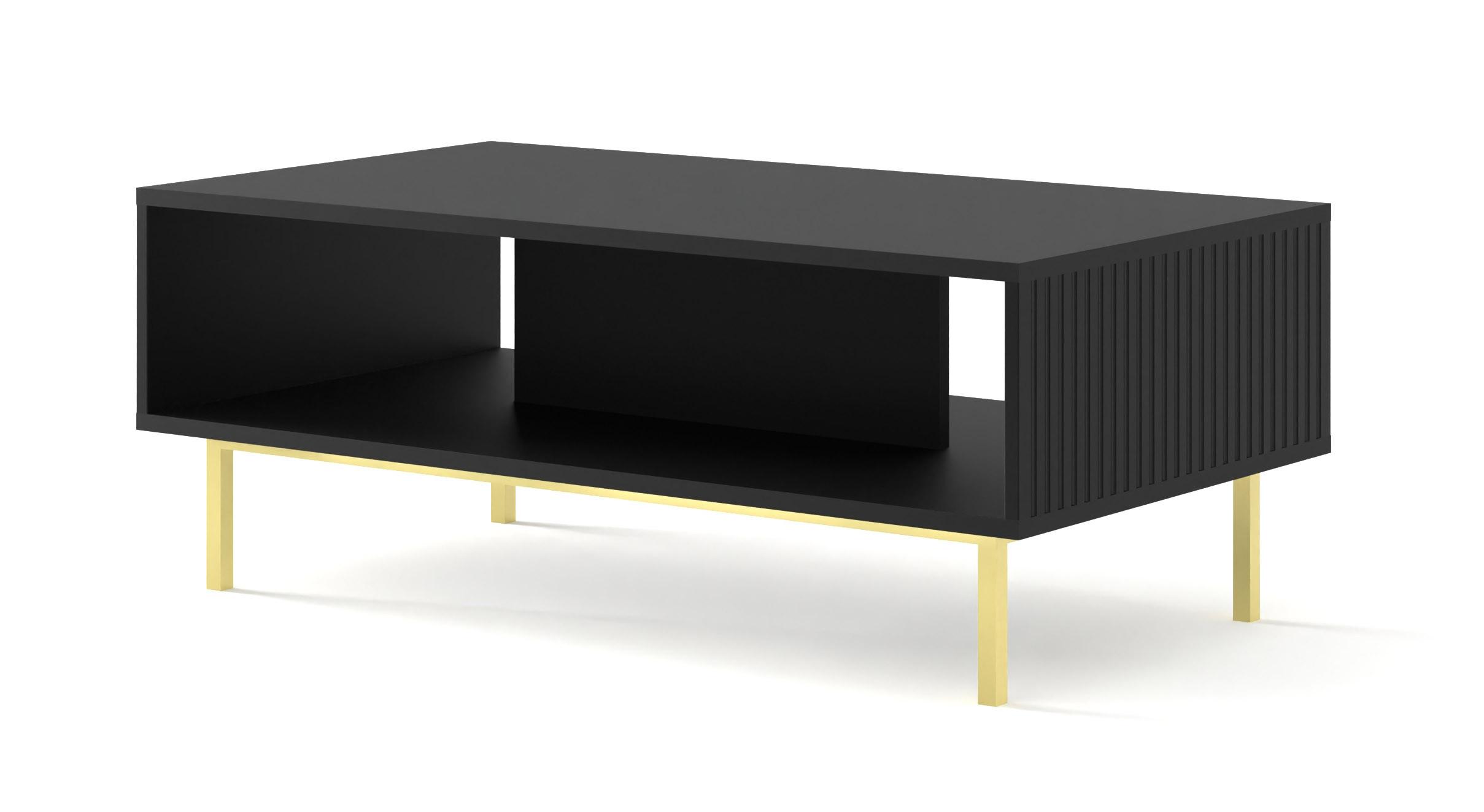 COUCHTISCH Schwarz, Schwarz, Gold 90/45/60 - Schwarz, Holzwerkstoff (60/90/45cm) - RAUMHIRSCH FURNITURE