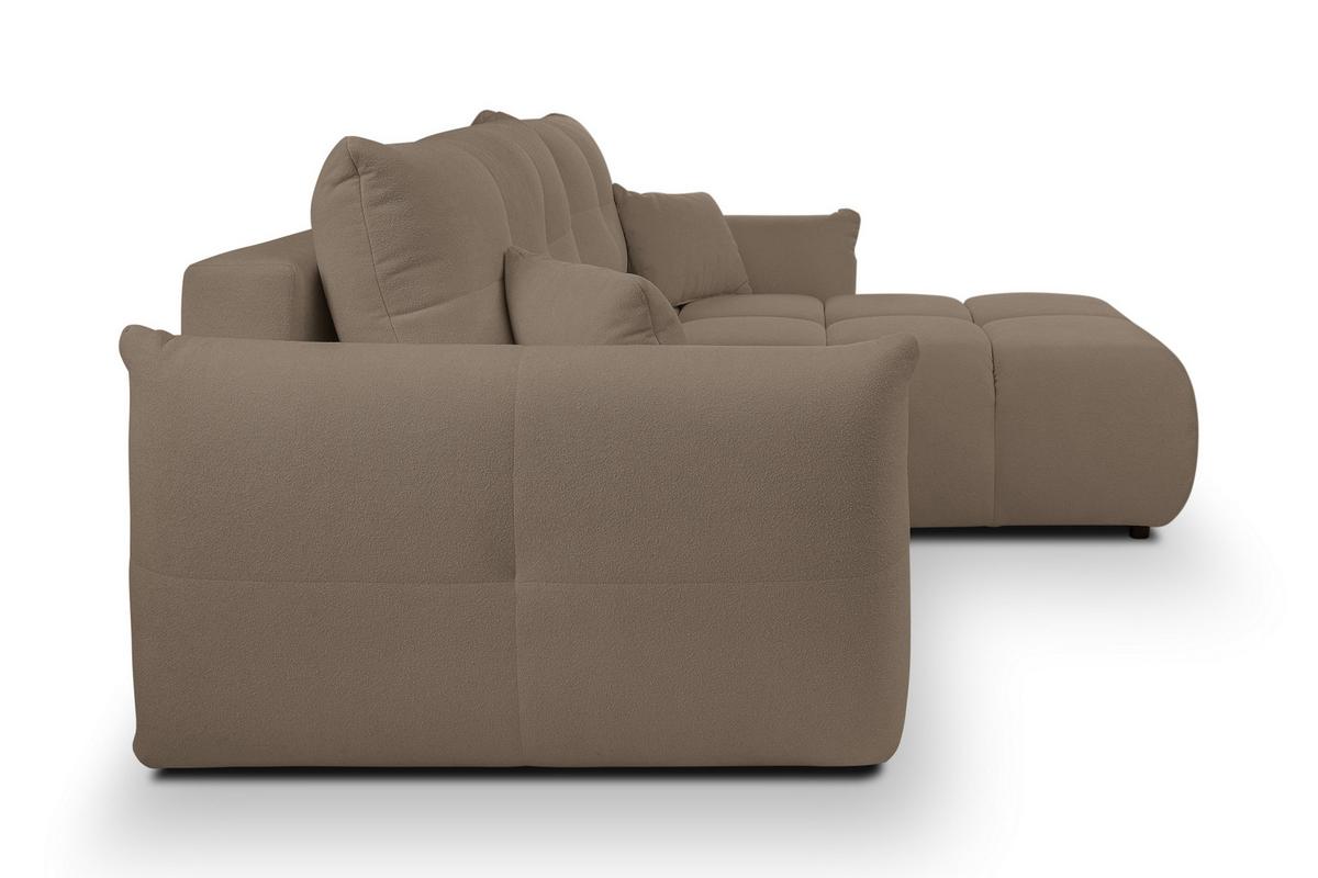ECKSOFA MODA S Braun Geflochtener Stoff mit Schlaffunktion - Braun, Holz (257/177cm) - MASSENO