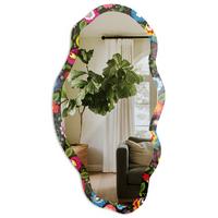 SPIEGEL 90x45 cm asymmetrisch mit Druck - Folkloreblumen - Transparent, Glas (45/90/0.4cm) - TULUP