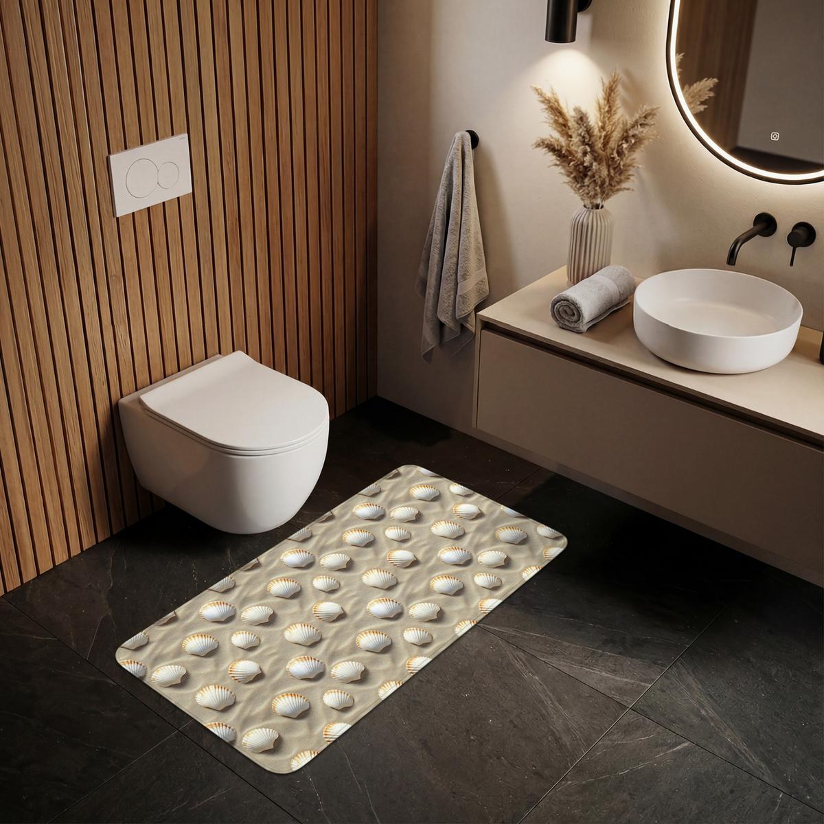 WC-VORLEGER Muscheln - Sand - Maritim WC Teppich 120x60 cm - Sandfarben, Textil (120/1cm) - OnlyWow