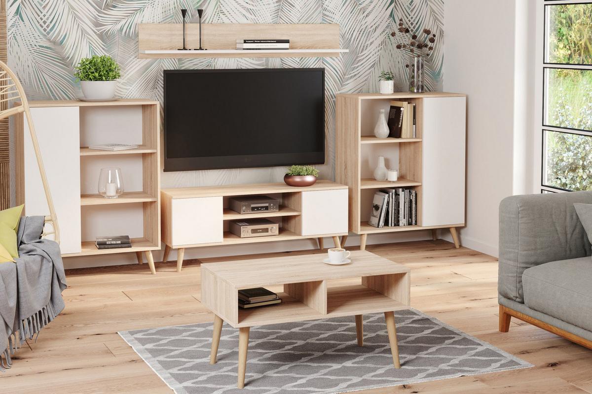 BÜCHERREGAL Fondi - Eichefarben/Weiß, Holzwerkstoff (90/116/40cm) - RAUMHIRSCH FURNITURE