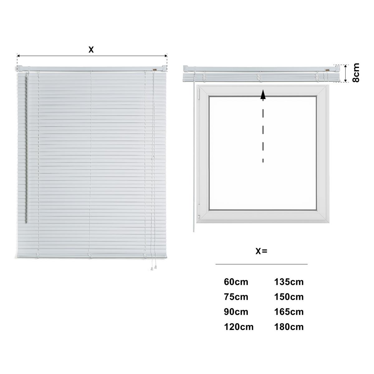 JALOUSIE venetianische mit weißer Zugschnu 150X180 - Weiß, Metall (150cm) - STORESDECO