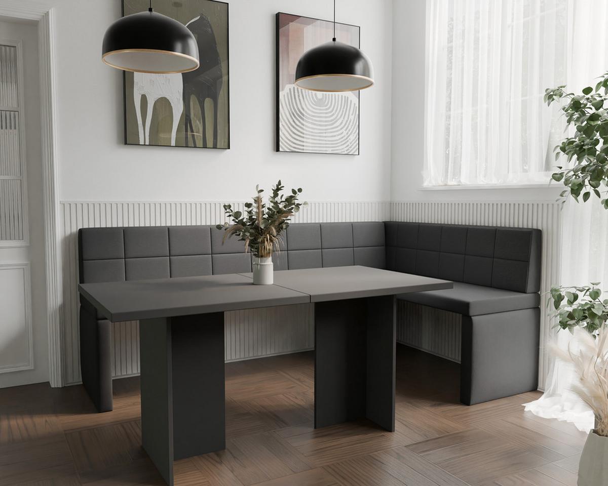 ECKBANK rechts MELVIN Kunstleder, 128/168 cm Anthrazit - Anthrazit, Holz/Kunststoff (128/168cm) - Idohome