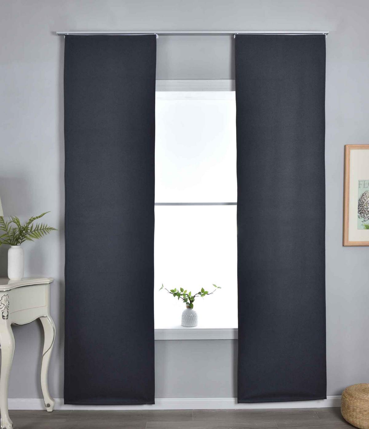 SCHIEBEVORHANG 2ER SET »München Dark« HxB 245x60 cm Dunkelgrau - Dunkelgrau, Textil (60/245cm) - Gardinenbox