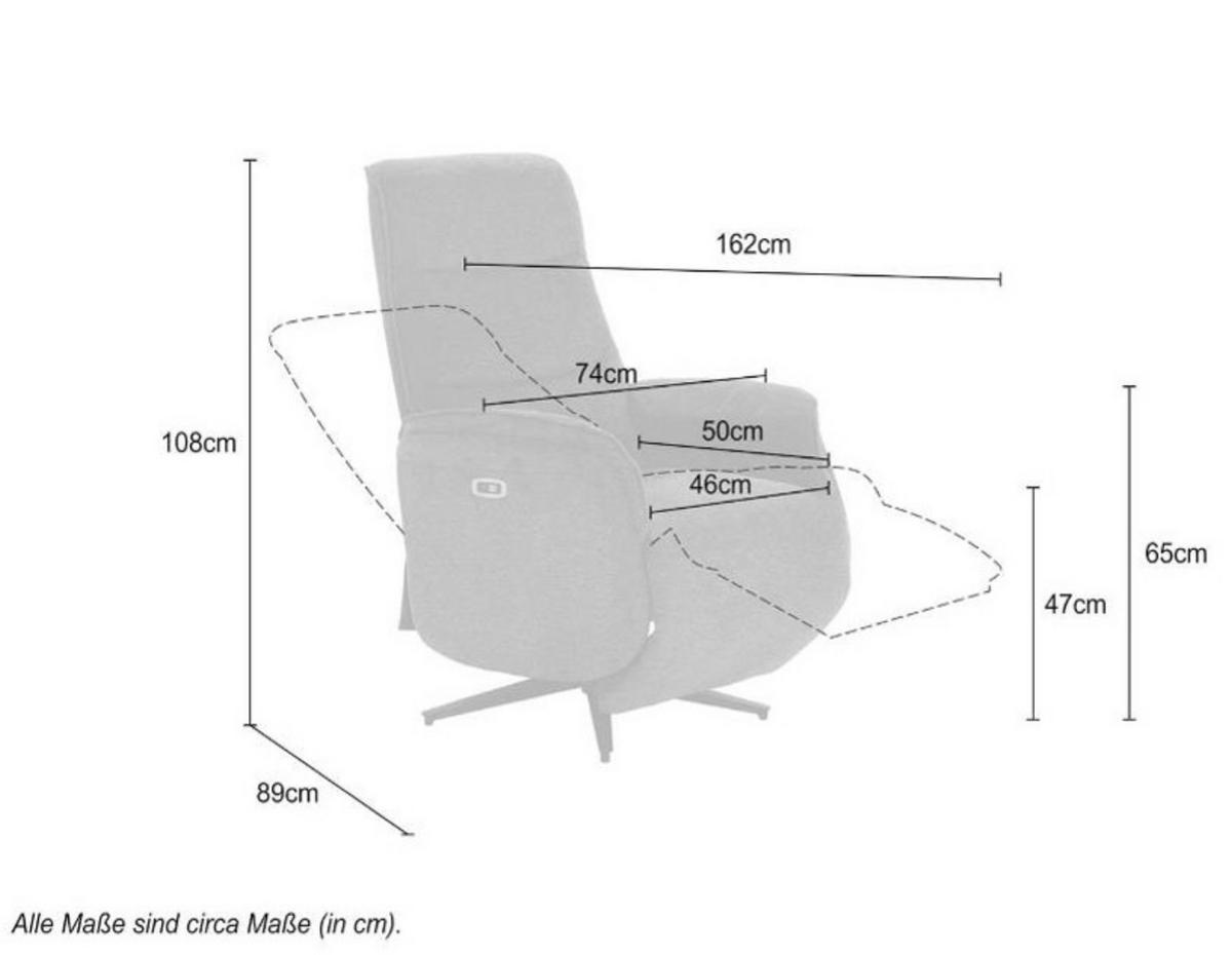 TV-RELAXSESSEL elektrisch mit Massage-/Heizfunktion, zweimotorische Verstellung B74/T89/H108 cm, Chenille-Bezug Grau /15600 - Schwarz/Grau, Textil/Metall (74/108/89cm) - luma-home