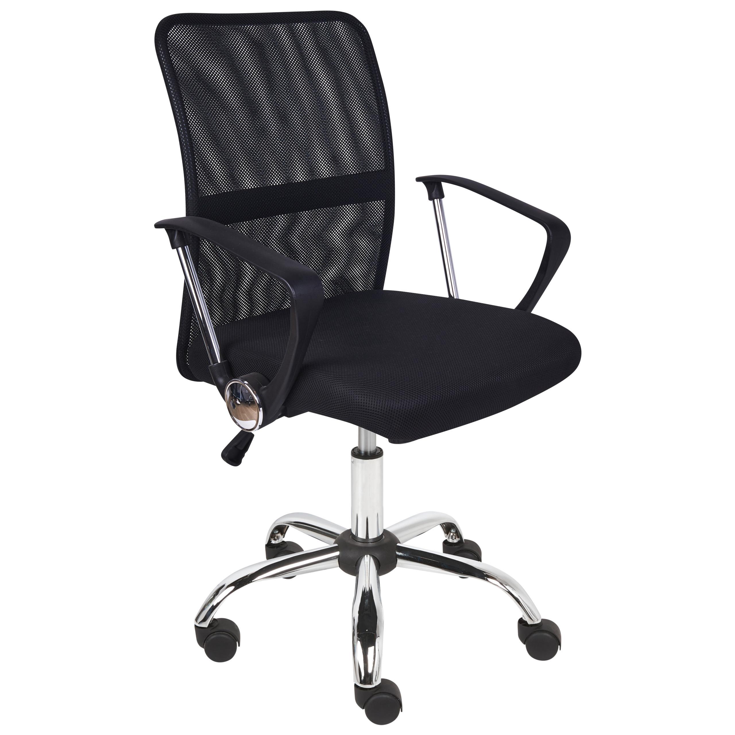 BÜROSTUHL Schwarz Best - Silberfarben/Schwarz, Textil (55/94/55cm) - Beliani