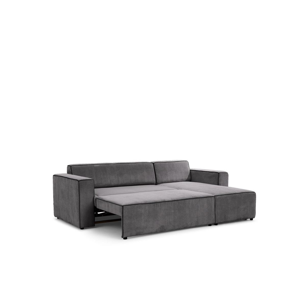 ECKSOFA Schlafsofa Waldo In Poso - Anthrazit, Holzwerkstoff/Textil (260/173cm) - Fun Möbel