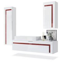 BADMÖBELSET Aloha Absetzungen in Bordeaux Hochglanz - Bordeaux, Holzwerkstoff (210/185/51cm) - Vladon