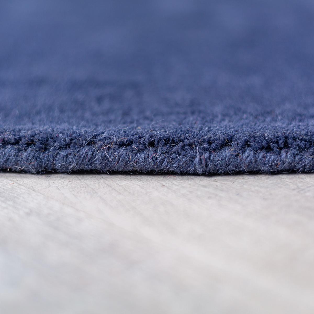 WOLLTEPPICH HALLEIN, geometrisch, Blau-Beige, Ø 150 cm - Blau, Textil (150/150cm) - KADIMA DESIGN