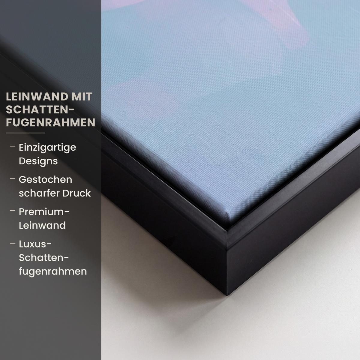 LEINWAND Bilder mit Rahmen - Tulpen - Rosa Akzente - Blau - 100x70 - Pastellblau, Textil (100/70cm) - MuchoWow