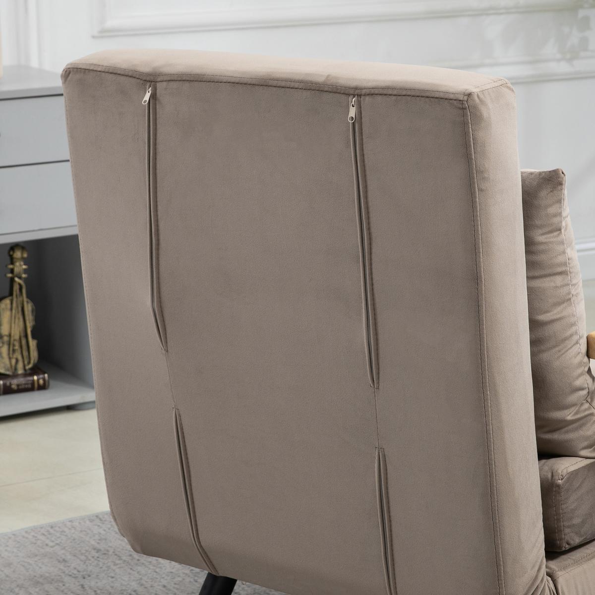 SCHLAFSESSEL - Hellbraun/Schwarz, Holz/Textil (73/81/63cm) - HOMCOM