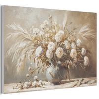 AKUSTIKBILD Blumen - Vase - Stilleben - Beige Akustikpaneele 90x60 cm - Creme, Kunststoff (90/60/0.9cm) - MuchoWow