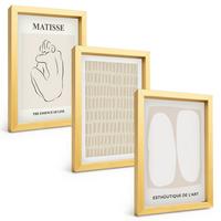 BILDER SET 3er Set - 20x30 cm Goldrahmen - Linien, Formen, Beige, Weiß - Goldfarben, Kunststoff (20/30cm) - TULUP