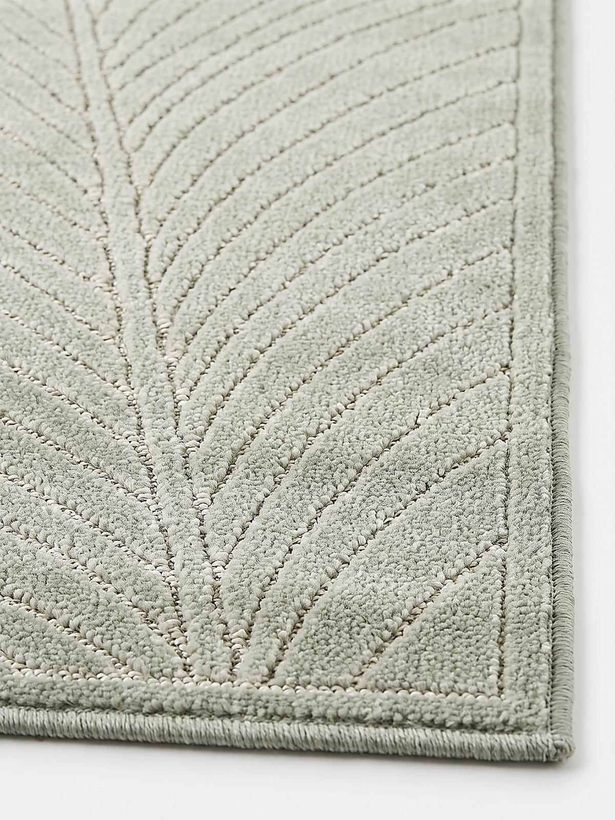 LÄUFER Outdoor, Fußbodenheizung-geeignet, mit Blattmotiv, aus Polypropylen, ENGADIN in Salbeigrün, 80 x 150 cm - Grün, Textil (80/150cm) - KADIMA DESIGN