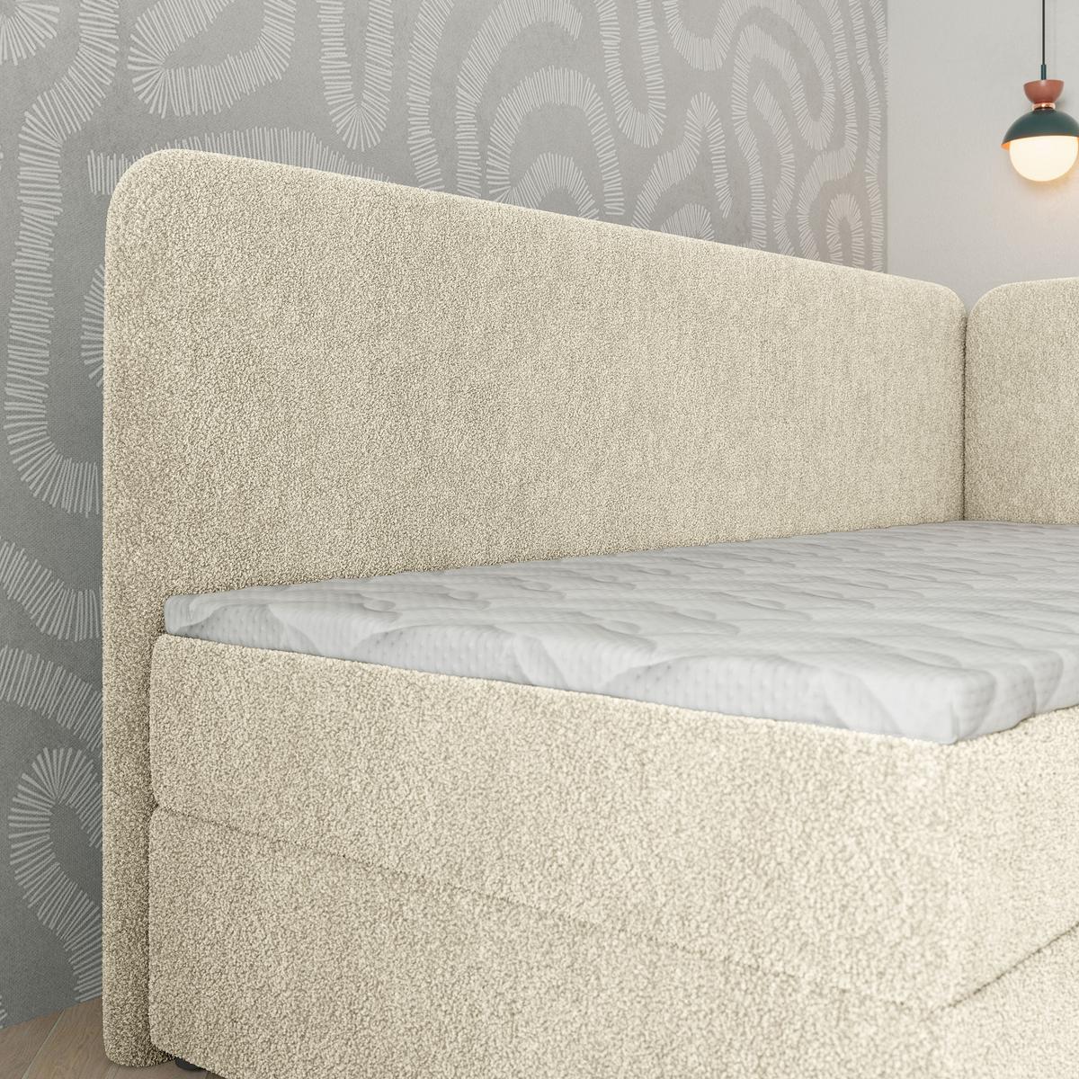 BOXBETT GINA 80x200 cm mit Matratze und Topper, H2+H3 - Creme - Creme, Holz (80/200cm) - MASSENO