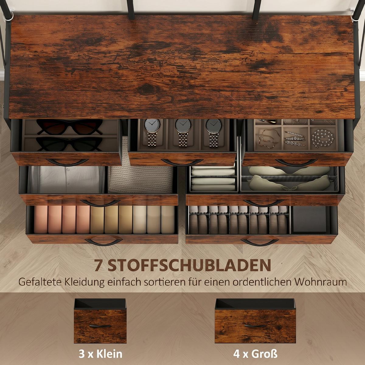 GARDEROBENSTÄNDER Spanplatte Stahl Rustikal Braun - Schwarz/Braun, Holzwerkstoff/Textil (100/183/30cm) - HOMCOM