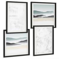 BILDER SET 4er Set - 50x50 cm & 40x60 cm Schwarzer Rahmen - Weiße Flecken auf Leinwandhintergrund - Schwarz, Kunststoff (50/50cm) - TULUP