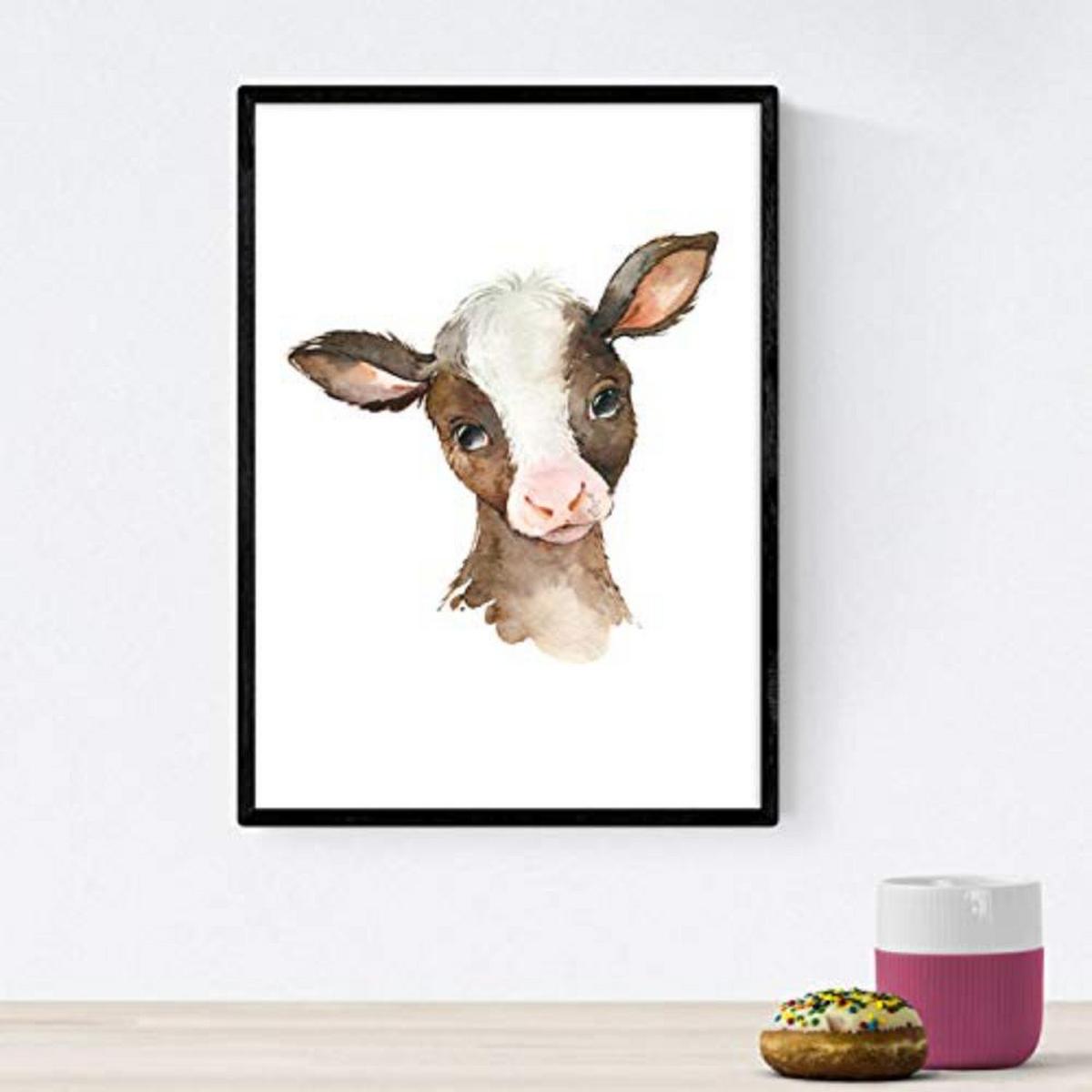 POSTER Set mit 4 Elefantenkuh Pferd und Zebra A4 Schwarzer Rahmen - Schwarz, Papier (29.7/3cm) - Nacnic