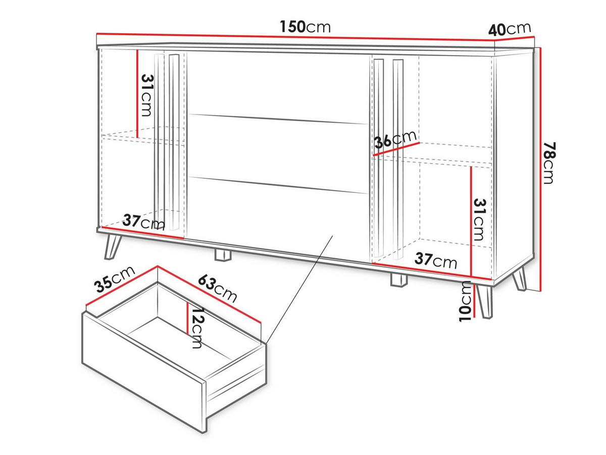 SIDEBOARD Helsinki 150 - Schwarz/Graphitfarben, Holzwerkstoff/Kunststoff (150/78/40cm) - MIRJAN24