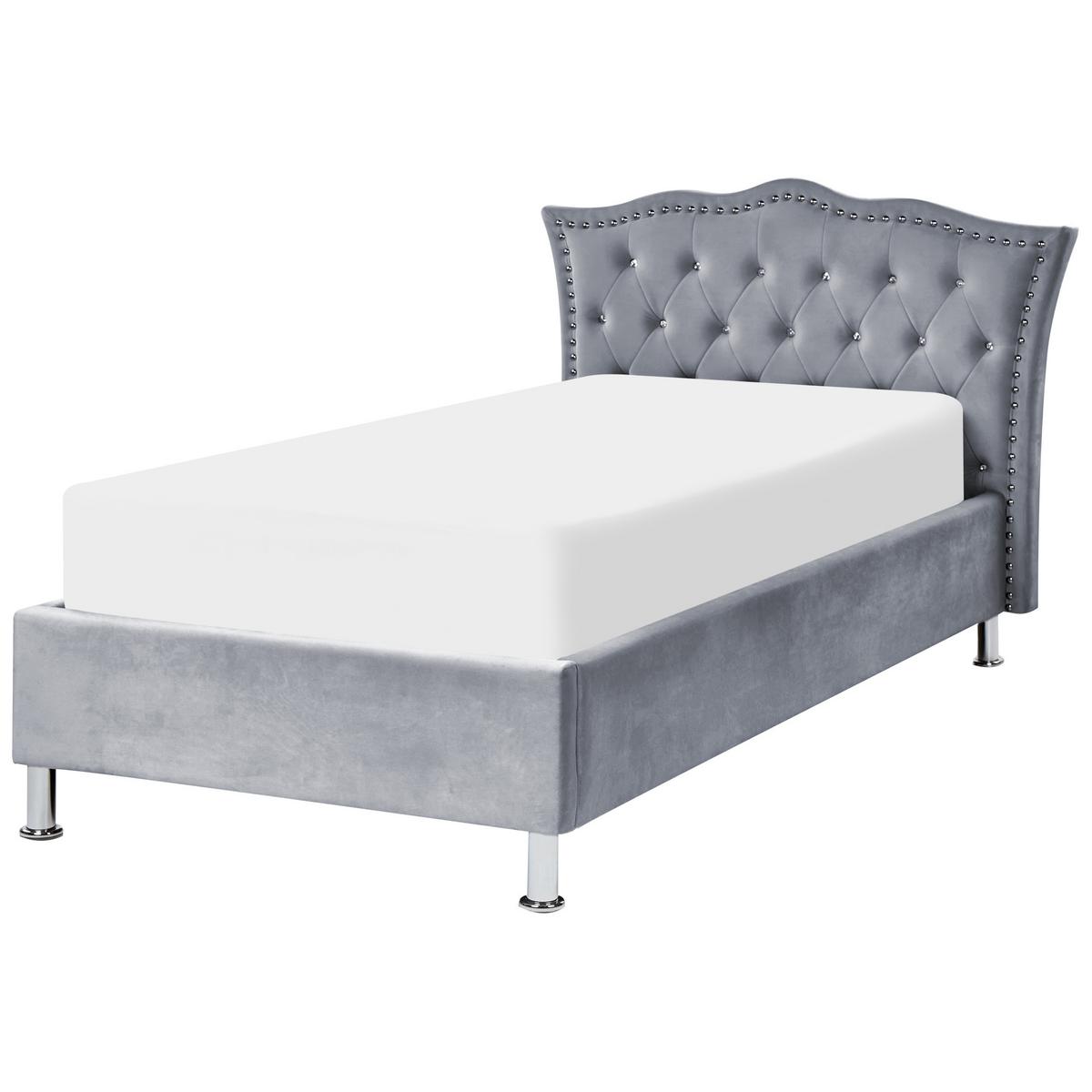 BETT 90/200cm Grau Metz - Grau, Textil (90/200cm) - Beliani