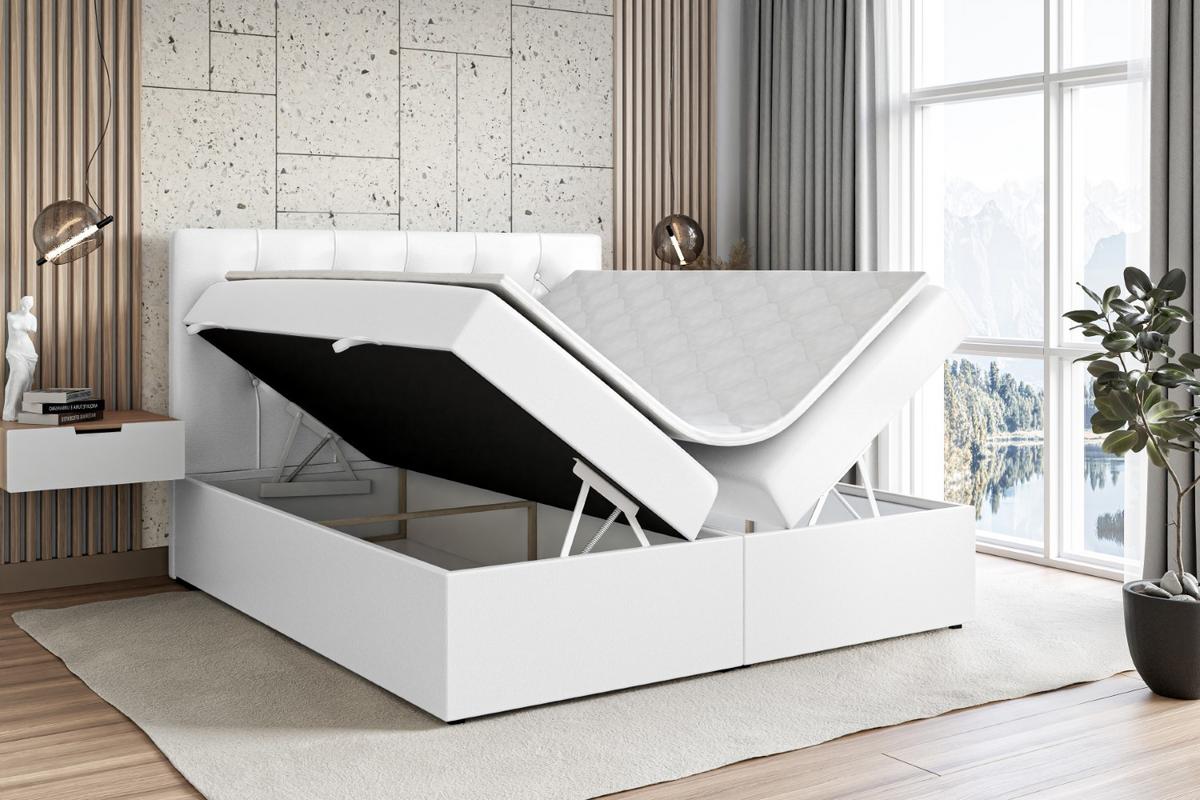 BOXBETT mit Matratze H3 und Lattenrost - MIRAGE - 140x200 Weiß Hochglanz - Weiß Hochglanz, Holzwerkstoff (140/200cm) - ALTDECOR
