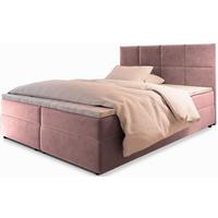 BOXBETT LENA 200x200 cm mit Matratze und Topper, H2+H3 - Rosa - Rosa, Holz (200/200cm) - MASSENO