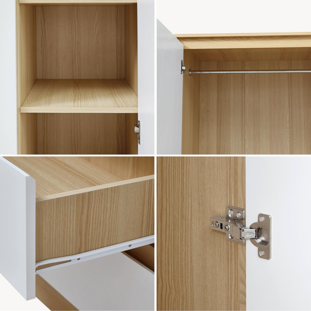 KLEIDERSCHRANK Bastheim - Eichefarben/Weiß, Holzwerkstoff (120/176/52cm) - [en.casa]