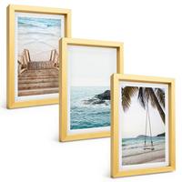 BILDER SET 3er Set - 20x30 cm Goldrahmen - Treppe Strand Meer Schaukel - Goldfarben, Kunststoff (20/30cm) - TULUP