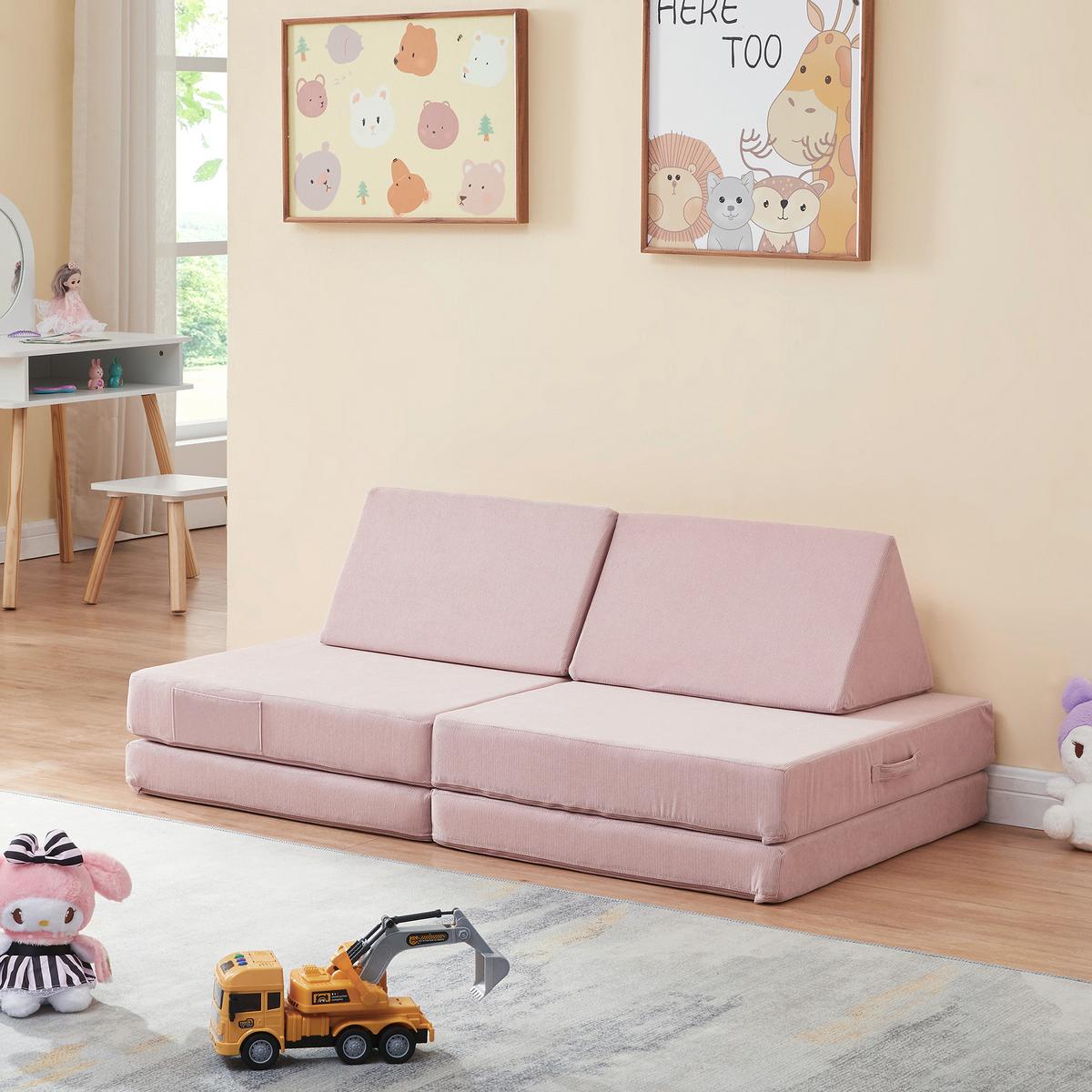 SPIELSOFA Norhulta - Pink, Textil (120/46/66cm) - [en.casa]