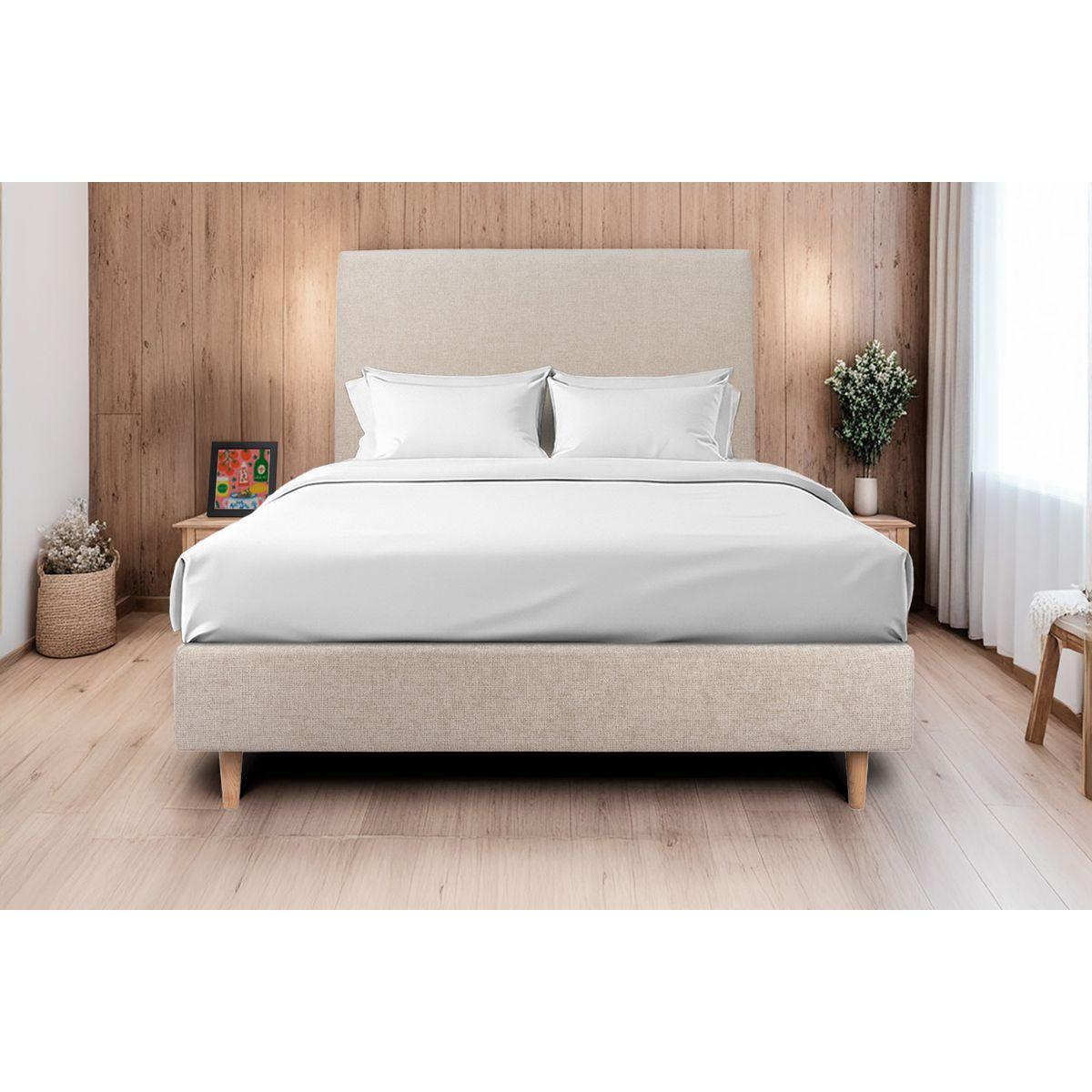 KOPFTEIL gepolstertes – Beigebrauner Stoff - 160 cm - Beige/Braun, Karton/Holz (160/120/10cm) - Sommeil de Plomb