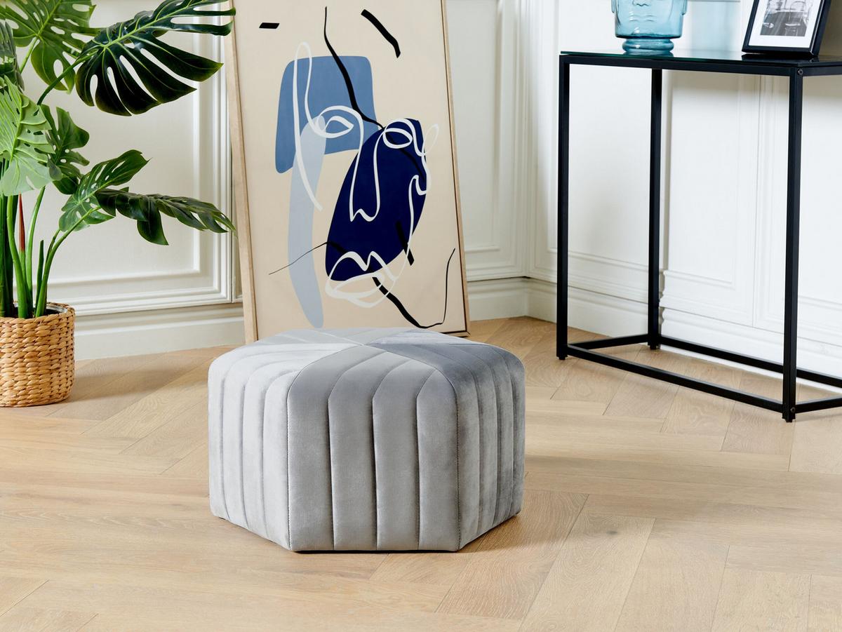 POUF Murietta 53/53/29 cm - Grau, Textil (53/29/53cm) - Beliani