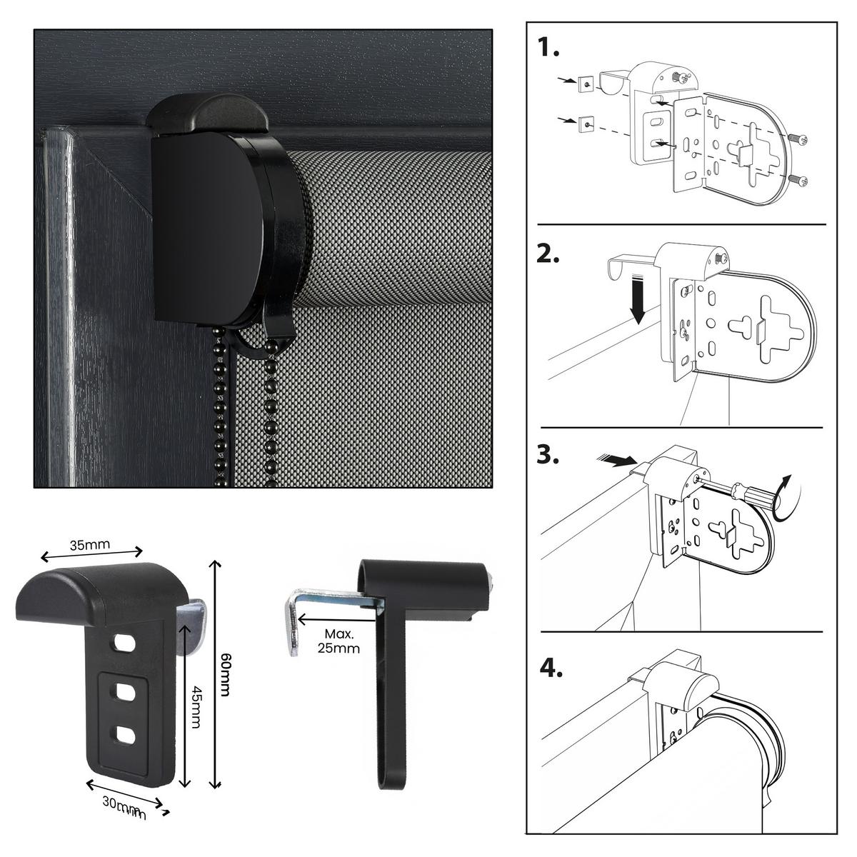 SCREEN-ROLLO Plus Easyfix Dunkelgrau 100x180 - Graphitfarben, Kunststoff (100/180/1cm) - STORESDECO