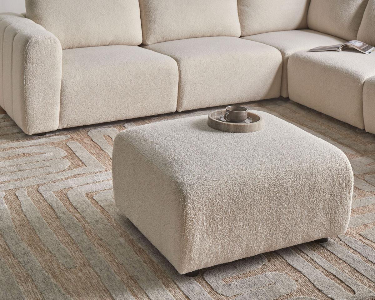OTTOMANE Bouclé Cremeweiß Kivvik - Creme, Textil (82/41/80cm) - Beliani