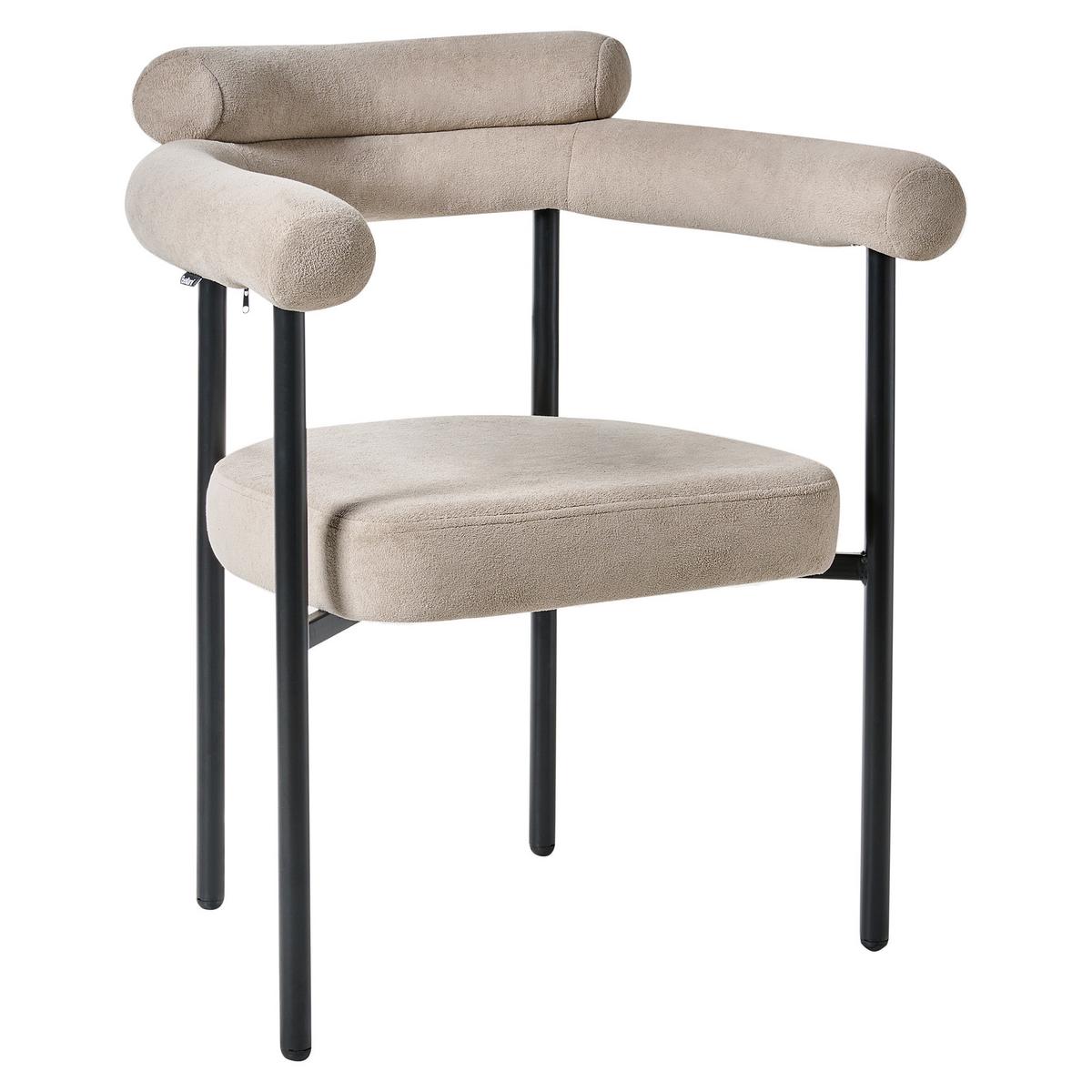 ESSZIMMERSTUHL 2er-Set Stoff Beige Lyney - Beige, Textil (70/83/59cm) - Beliani