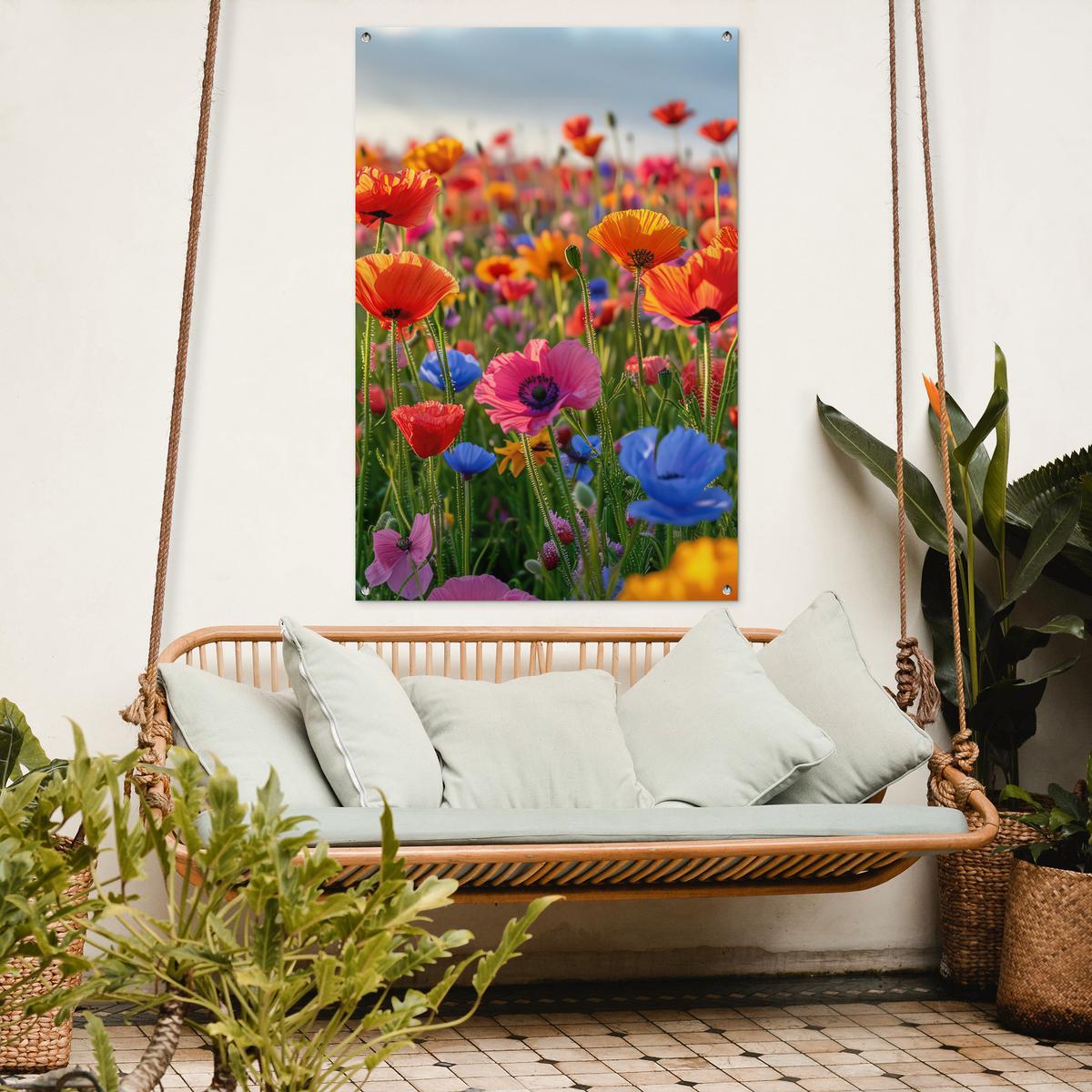 GARTENPOSTER Blumen - Mohnblumen - Farbenfroh - Natur Outdoor Bilder 80x120 cm - Dunkelorange, Kunststoff (80/120/0.2cm) - OnlyWow