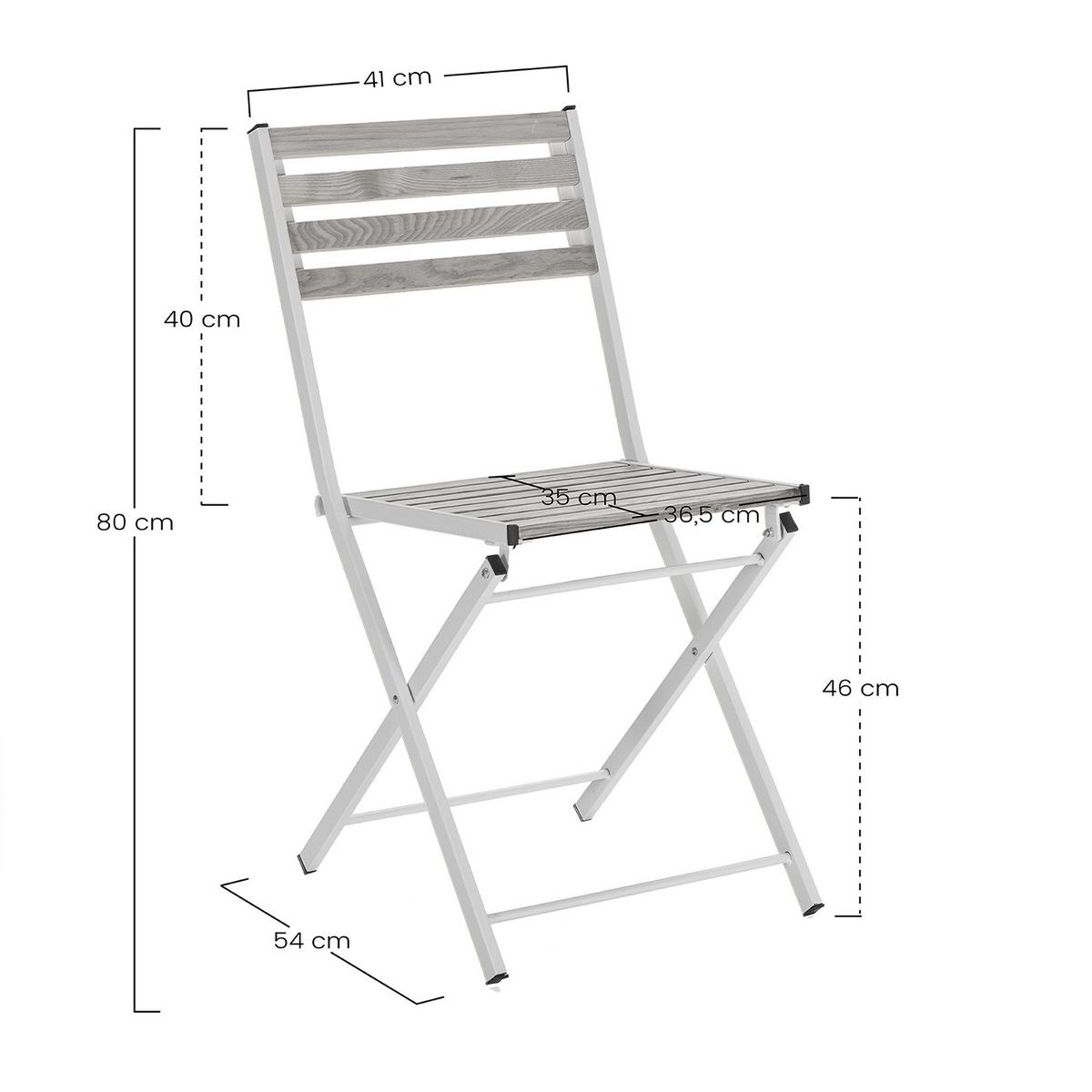 GARTENKLAPPSTUHL-SET Ambar Metall - Weiß, Metall (41/80/54cm) - VS Venta-stock