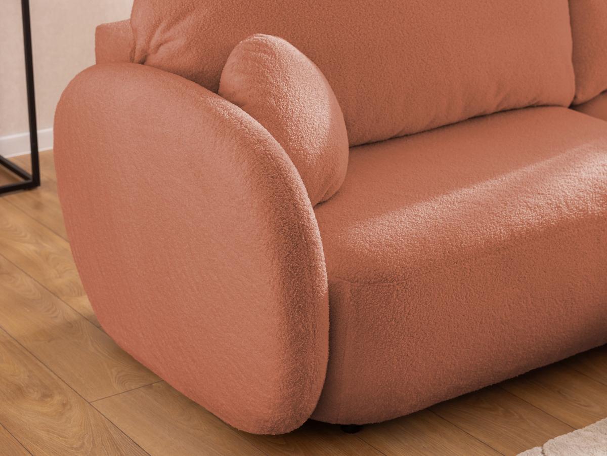 ECKSOFA Candy mit Schlaffunktion Terrakotta Bouclé-Stoff - Ottomane rechts - Rostfarben/Terracotta, Holz/Kunststoff (146/230cm) - S-Style Möbel