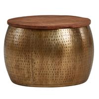 COUCHTISCH Massivholz Braun Gold, Modernes Design, Stauraum, Modell Aurora - Goldfarben, Holz/Metall (60/60/40cm) - KADIMA DESIGN