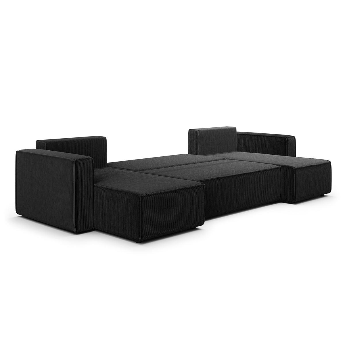 PANORAMASOFA Ezekiel 5 Sitzplätze Schwarz - Schwarz, Holz (309/73/145cm) - Petits-meubles