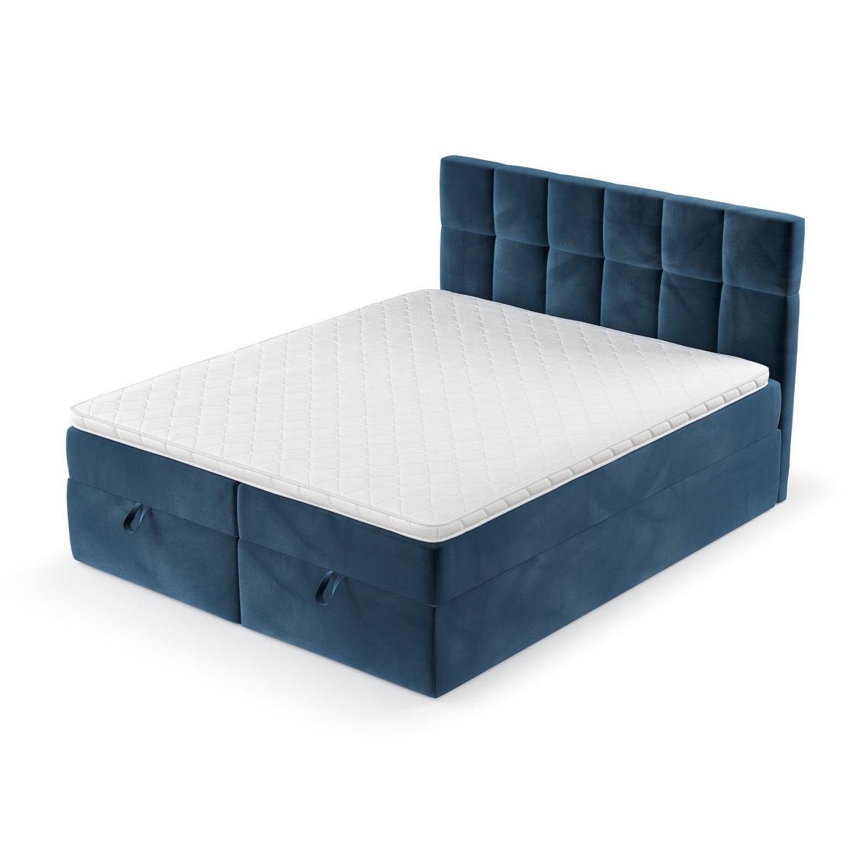 BOXBETT Savio 200/200 cm Dunkelblau im Kronos Stoff - Schwarz/Dunkelblau, Holz/Holzwerkstoff (200/200cm) - AltaBeds