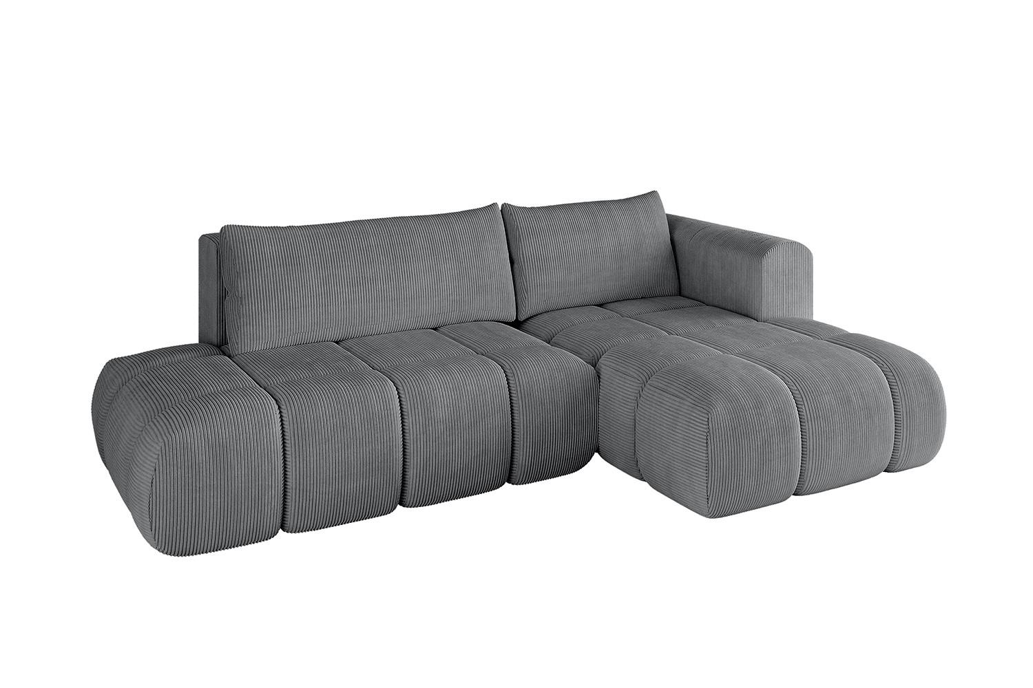 ECKSOFA Ottomane Rechts CLOUD-L 280x185x90 Dunkelgrau Cord - Dunkelgrau, Holzwerkstoff/Kunststoff (185/280cm) - ALTDECOR