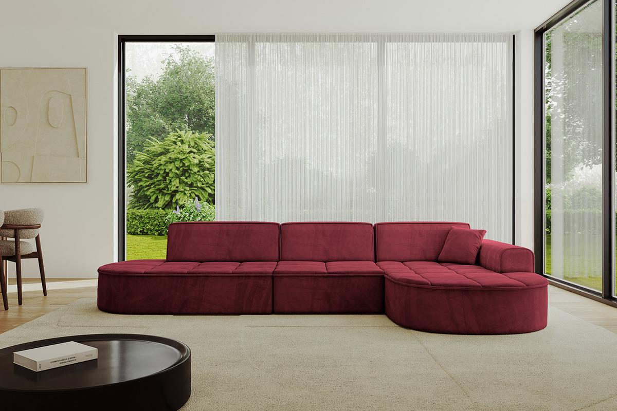 ECKSOFA Ottomane Rechts TARO-L2 - 328x171x79,5 cm Bordeauxrot - Bordeaux, Holzwerkstoff/Textil (328/171cm) - ALTDECOR