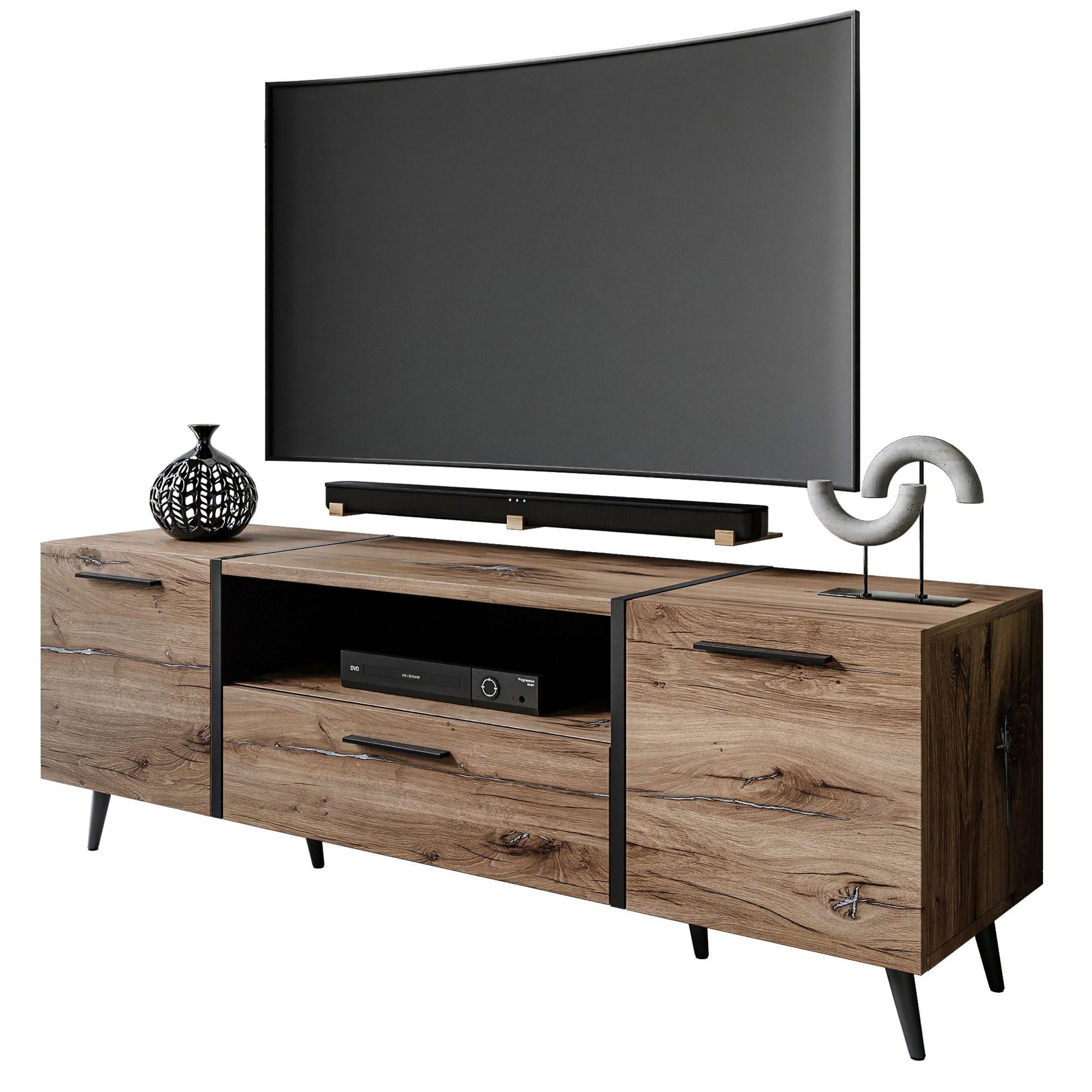 TV-ELEMENT ONYX LOFT auf Beinen 158 cm - Eichefarben, Holzwerkstoff (158/53/41.3cm) - Lookway