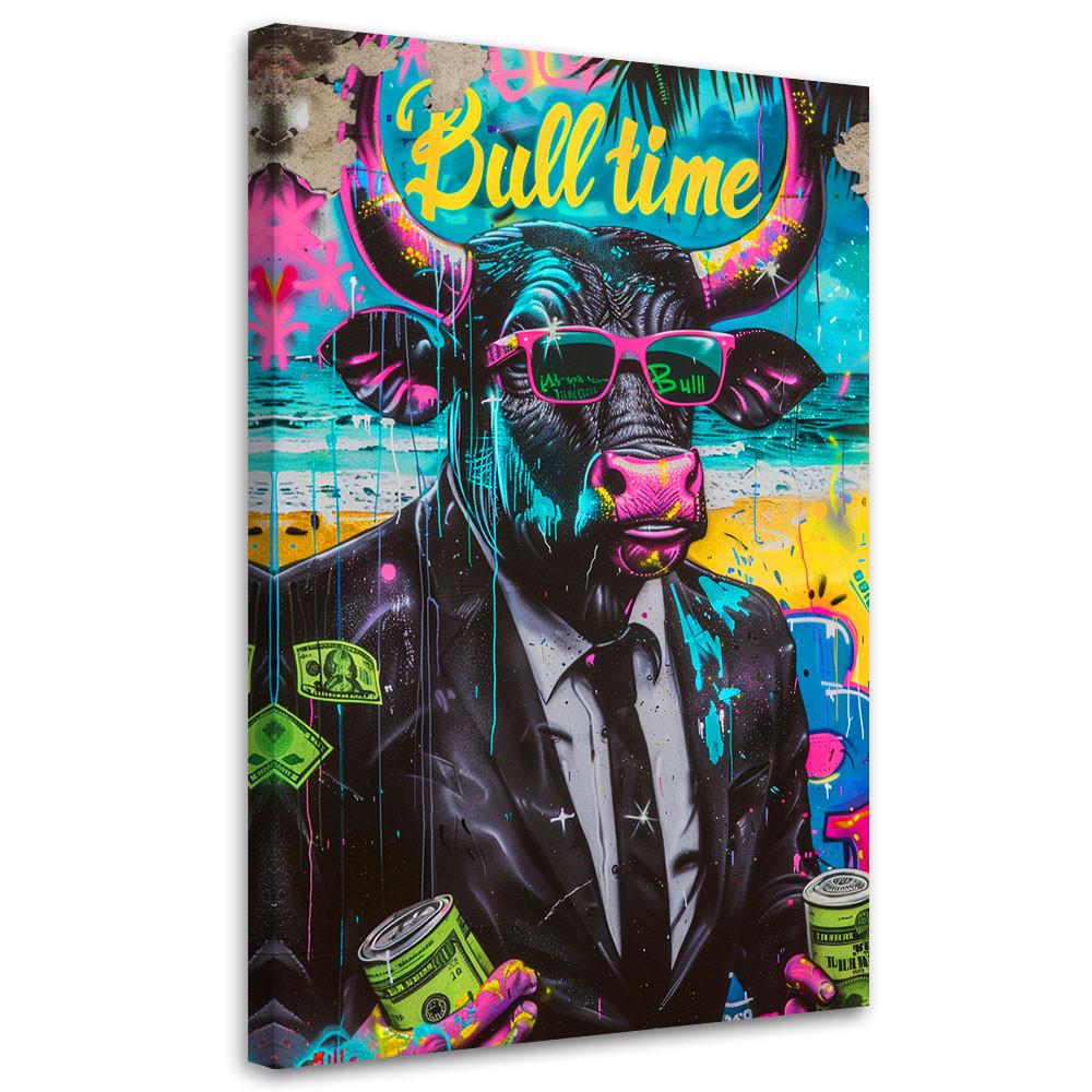 LEINWANDBILD Bunter Stier Präsident 40x60cm - Multicolor, Textil (40/60cm) - Feeby