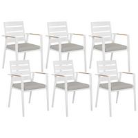 GARTENSTUHL 6er-Set Metall Grau Taviano - Hellbraun/Weiß, Metall (54/86/58cm) - Beliani