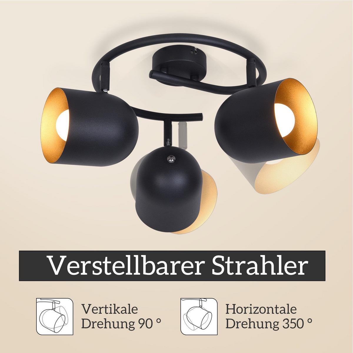 DECKENSTRAHLER Gera 3-flammig 25/25/21 cm - Schwarz, Metall (25/25/21cm) - Nettlife