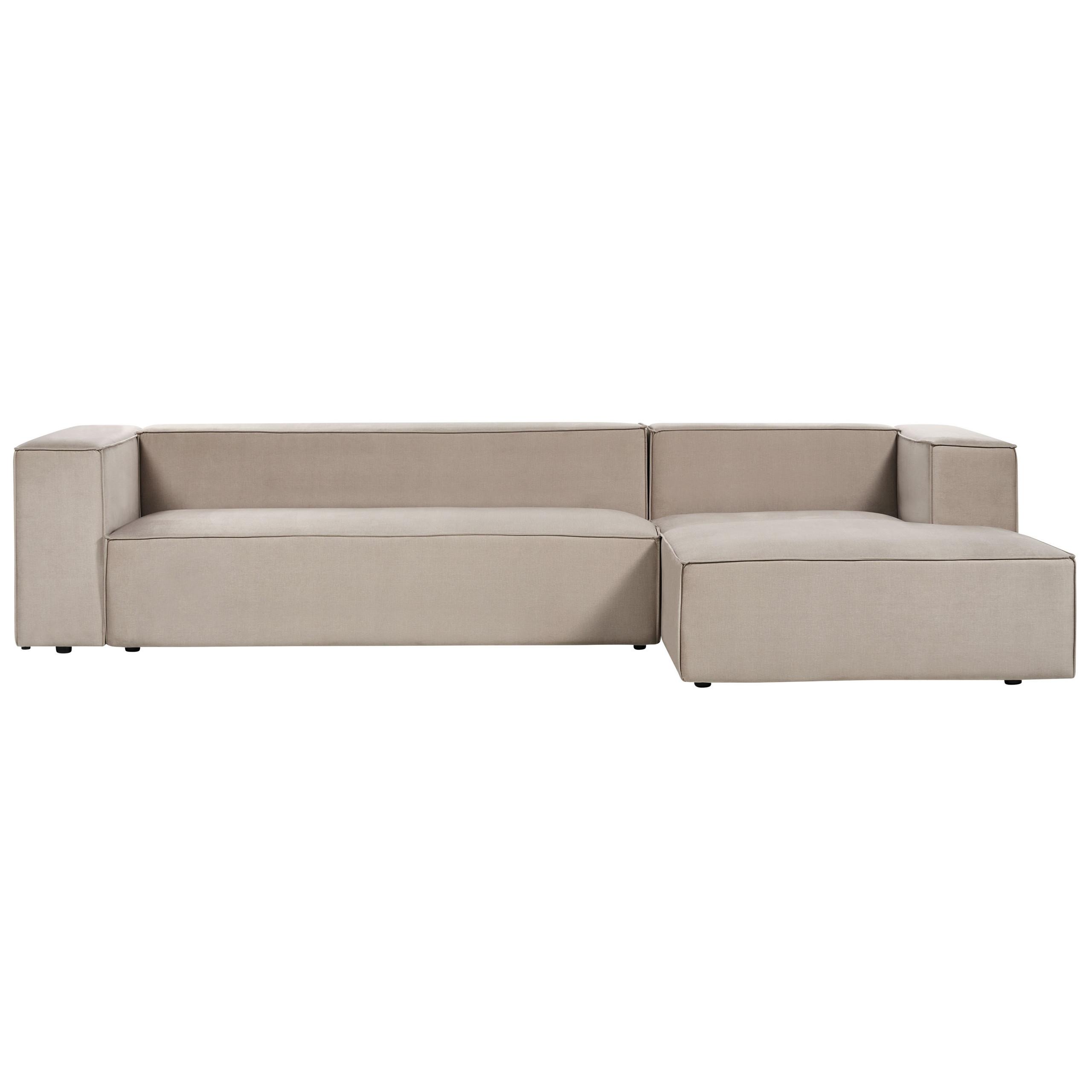3-SITZER-ECKSOFA Samtstoff taupe rechtsseitig Vernon - Taupe, Textil (330/178cm) - Beliani