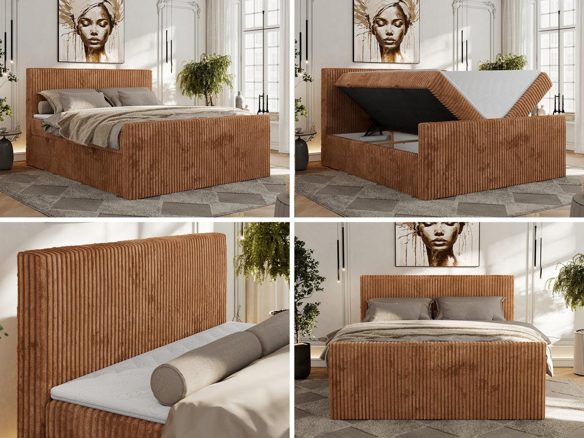 BOXBETT TILIANO DUO 180/200 - Orange Cord - H4 - Orange, Textil (180/200cm) - MKS