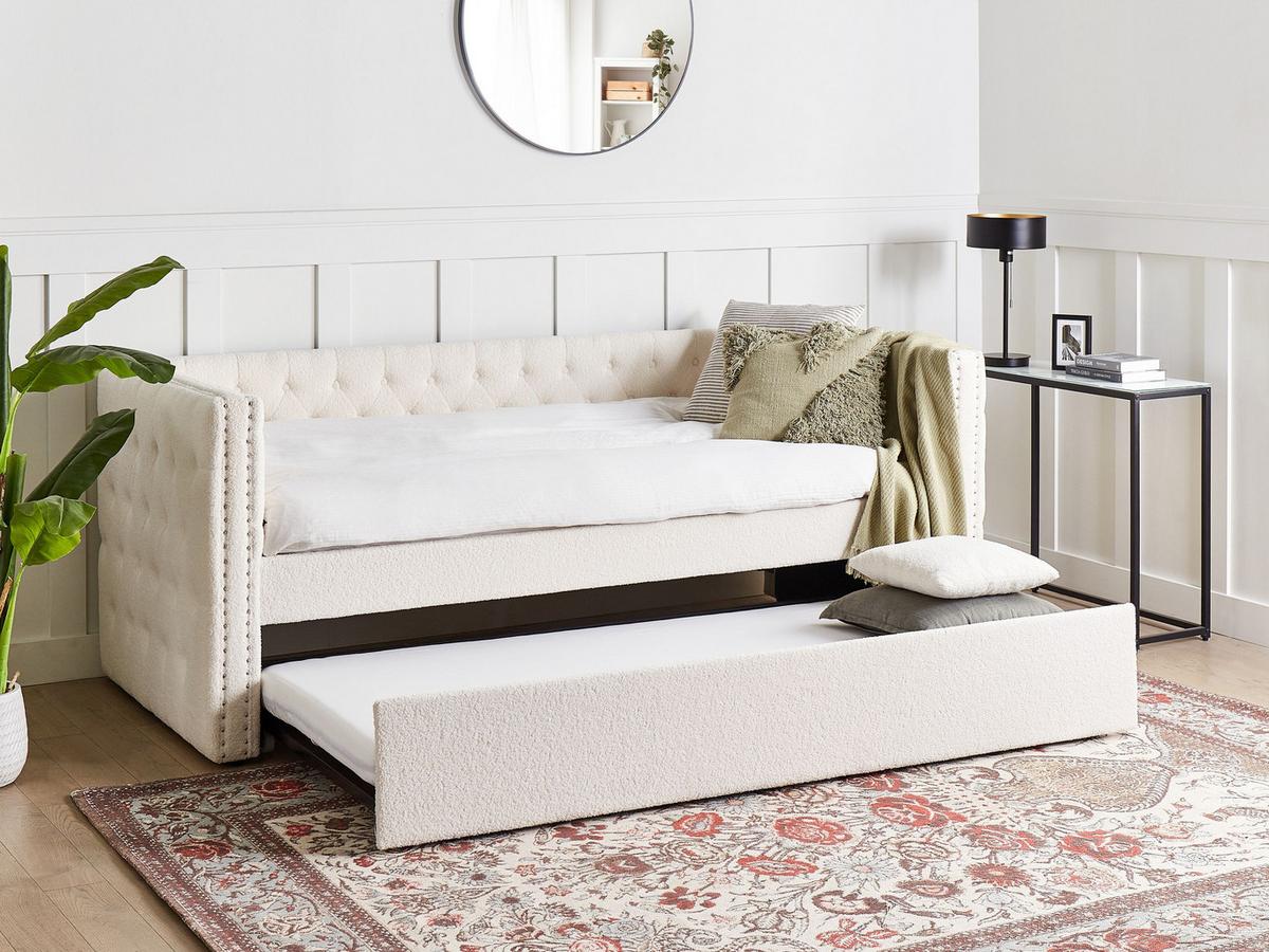 TAGESBETT Weiß 90-200 cm Gassin - Weiß, Holz/Textil (90/200cm) - Beliani
